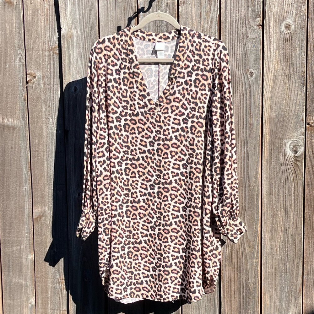 H&M leopard print tunic top dress size small